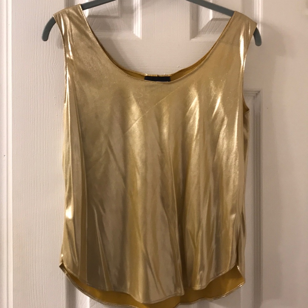 Ladies Gold Shimmery Round Neck Blouse